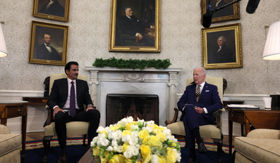 The Amir HH Sheikh Tamim bin Hamad Al Thani and President of the United States of America HE Joe Biden